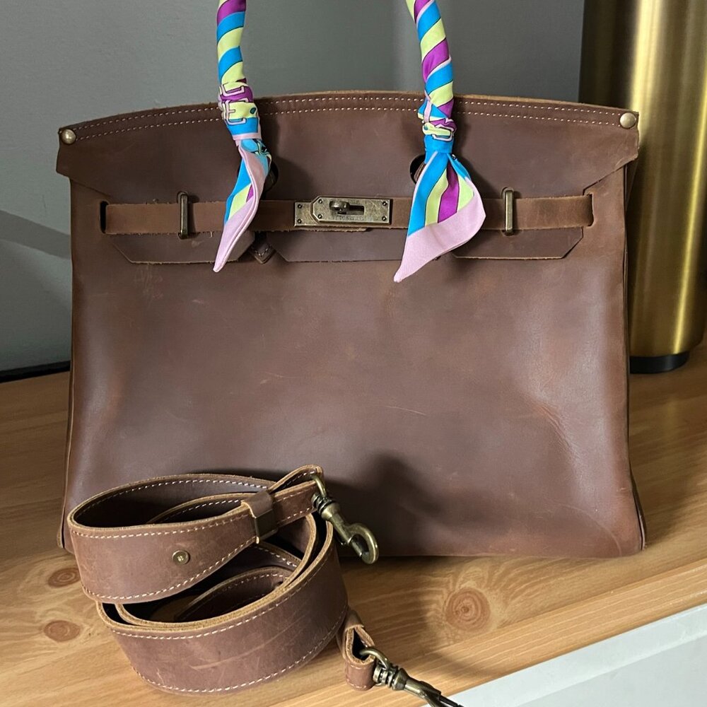 Crazy Horse Designer Inspired Wirkin Brown Crossbody Bag